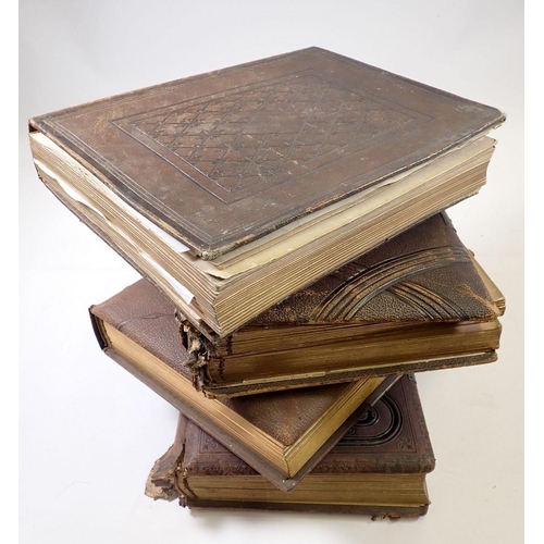 873 - Four Victorian photograph albums and contents including carte de visite and full length portraits