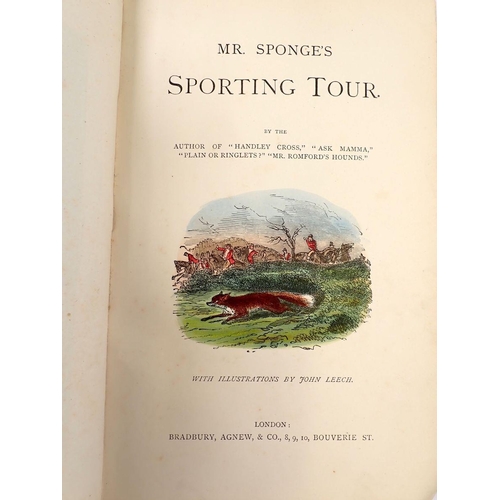 894 - Mr Spone's Sporting Tour illustrated by John Leech hand coloured plates published by Bradbury Agnew