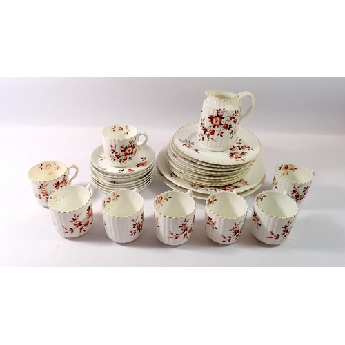 90 - A Victorian floral tea service comprising eight cups and saucers, nine side plates, two sandwich pla... 