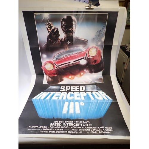 934 - A large film poster Speed Interceptor III published 1983 140 x 100cm and Sherlock Holmes Le Collier ... 