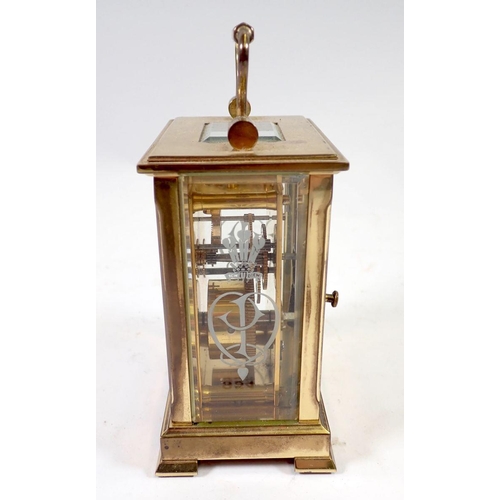 954 - A brass carriage clock by Shortland Bowen for the Royal Wedding 1981 with key