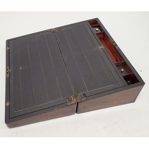 957 - A 19th century rosewood writing slope with brass inlay, 51cm wide