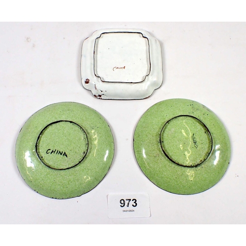 973 - Three Chinese enamel pin dishes