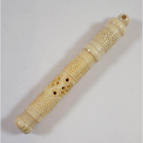 987 - A bone carved stanhope needle case from Paris