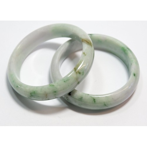 483 - Two natural lavender/green jadeite jade bangles with certificate