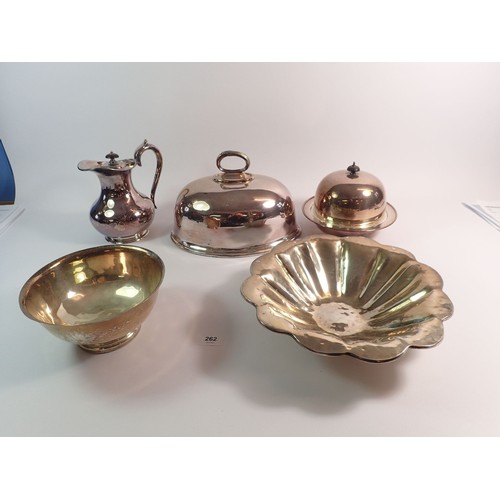 262 - A quantity of silver plated items including Robert Welch bowl and small meat cover