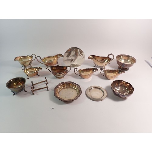 262 - A quantity of silver plated items including Robert Welch bowl and small meat cover