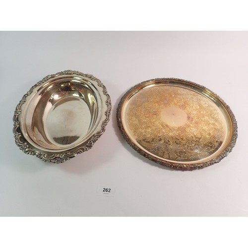 262 - A quantity of silver plated items including Robert Welch bowl and small meat cover