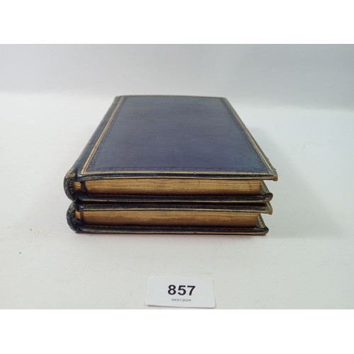 857 - A box of antique books with leather bindings