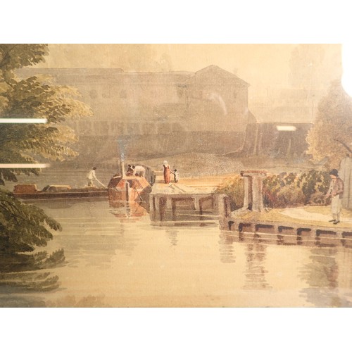 1051 - William Havell (1782-1857) - watercolour 'Near Simmonds Brewhouse' on the Thames at Reading, signed,... 