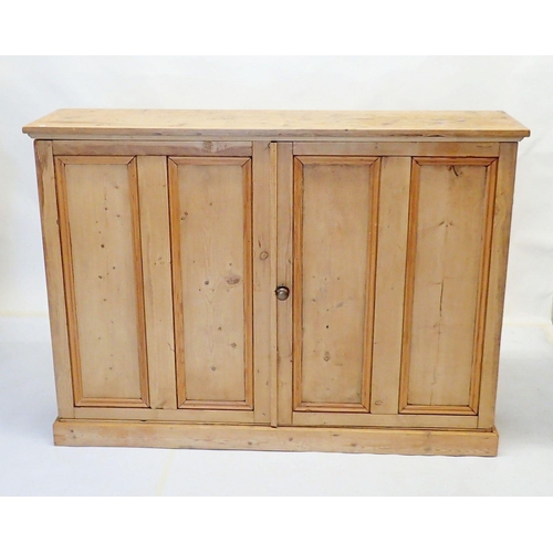 1006 - A 19th century pine two door cupboard, 137 x 34cm x 99cm tall