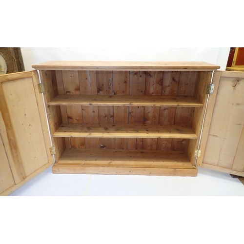 1006 - A 19th century pine two door cupboard, 137 x 34cm x 99cm tall