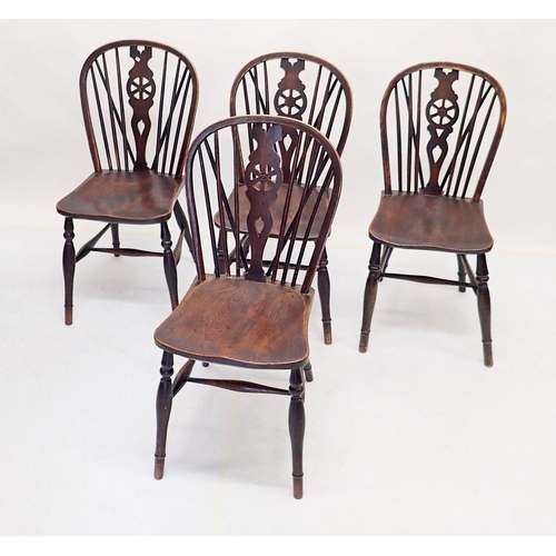 1012 - A set of four mid 19th century Thames Valley Windsor dining chairs by William Sewell of West Wycombe... 