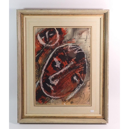 1020 - Nan Frankel (Cornish 1921-2000) - mixed media study of heads, signed, 35 x 25cm