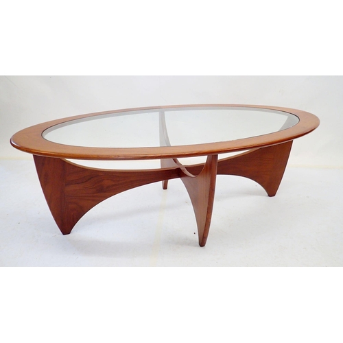 1030 - A G-Plan Astro teak and glass topped oval coffee table, 122 x 66 x 42cm