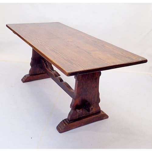 1045 - A 20th century oak refectory dining table, 79 x 183cm by Webber Furniture, Croydon