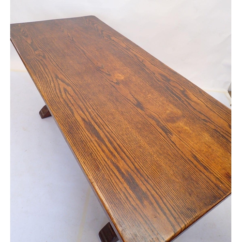 1045 - A 20th century oak refectory dining table, 79 x 183cm by Webber Furniture, Croydon