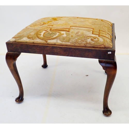 1048 - A George III walnut stool with tapestry top, 66cm wide