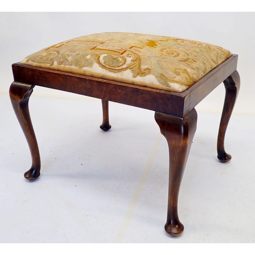 1048 - A George III walnut stool with tapestry top, 66cm wide