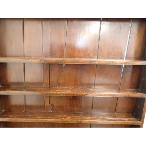 1050 - An 18th century small oak dresser with three drawers over potboard, 139 x 43 x 196cm tall