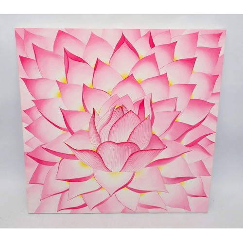 1061 - James Higgins - acrylic lotus flower, 100 x 100cm