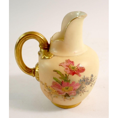 130 - A Royal Worcester jug painted spray of flowers on ivory blush ground 1094, 10cm