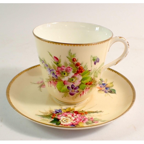 132 - A Royal Worcester cup and saucer painted roses and heather