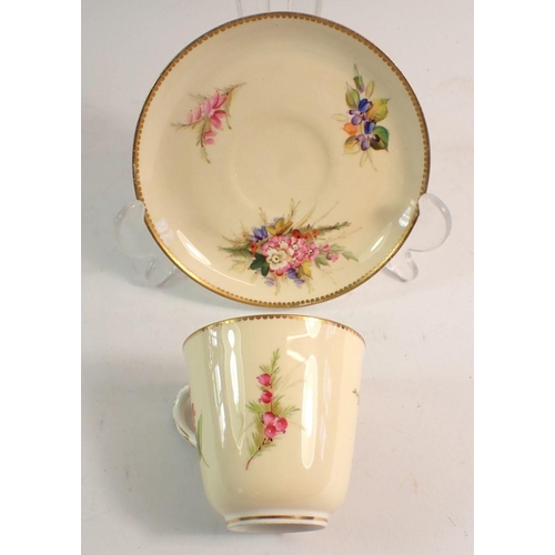 132 - A Royal Worcester cup and saucer painted roses and heather