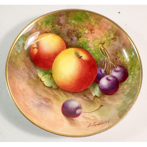 140 - A Royal Worcester pin dish painted fruit, signed E Townsend, 9cm diameter