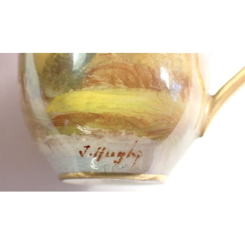 143 - A Royal Doulton small cabinet cup and saucer painted Rhuddlan Castle, signed John Hughes - saucer a/... 