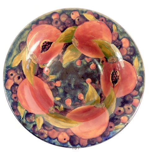 151 - A Moorcroft Pomegranate fruit dish, 23.5cm