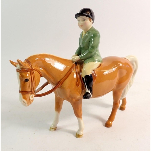 155 - A Beswick Boy on a Palomino Pony, 13.5cm tall