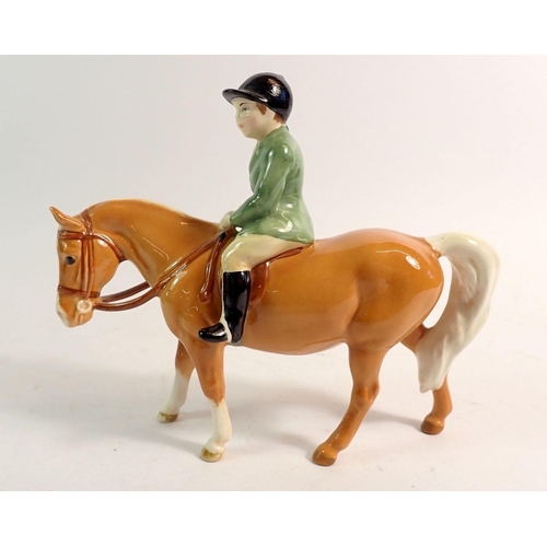 155 - A Beswick Boy on a Palomino Pony, 13.5cm tall