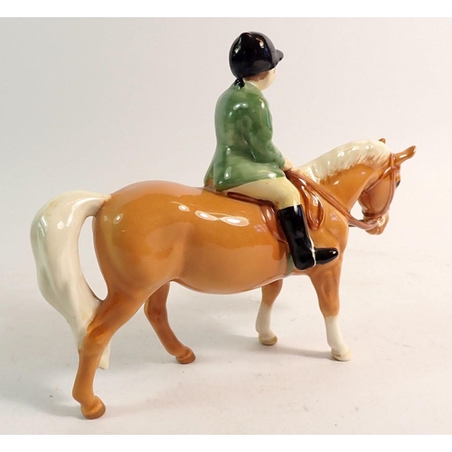 155 - A Beswick Boy on a Palomino Pony, 13.5cm tall