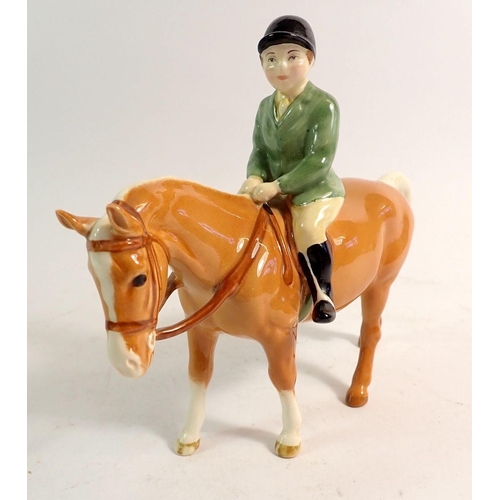 155 - A Beswick Boy on a Palomino Pony, 13.5cm tall