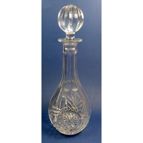 163 - A cut glass spirit decanter, 33cm tall