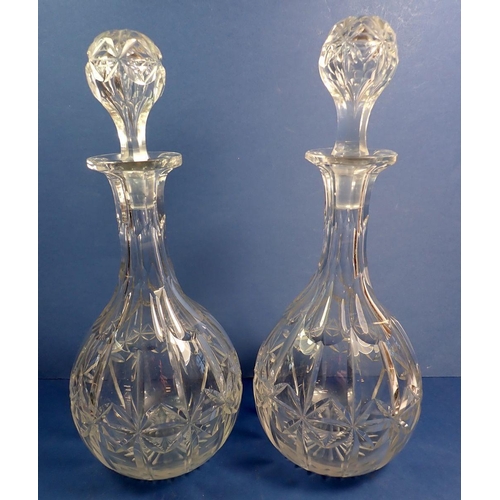 172 - A pair of 19th century cut glass decanters