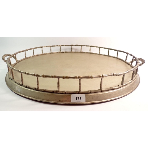 178 - A large circular silver plated tray with gallery, 57cm diameter (used for pre hunt drinks)