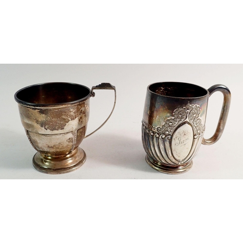 231 - Two silver christening mugs, 198g, Sheffield 1890 and Birmingham 1947