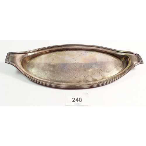 240 - A Georgian silver candle snuffer tray, London 1796 by PP, 142g, 24.5cm