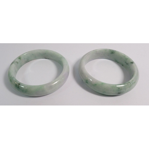 336 - Two natural lavender/green jadeite jade bangles with certificate