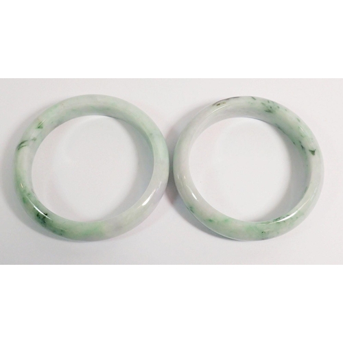 336 - Two natural lavender/green jadeite jade bangles with certificate