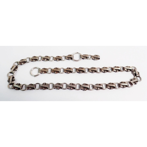 339 - A Victorian silver fancy link chain (for locket) 47.5g, 52cm long