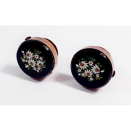 343 - Two Victorian gold plated micro mosaic floral studs