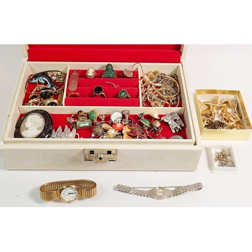 360 - A box of costume jewellery including silver and cufflinks etc.