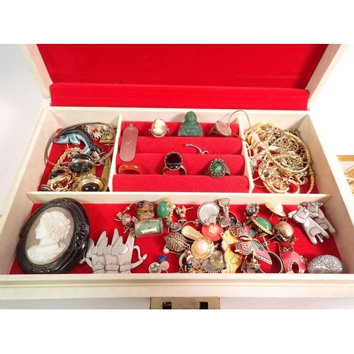 360 - A box of costume jewellery including silver and cufflinks etc.