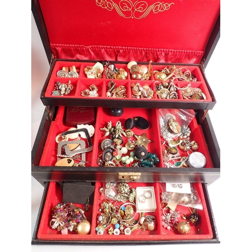 370 - Two jewellery boxes of various costume jewellery including earrings etc.