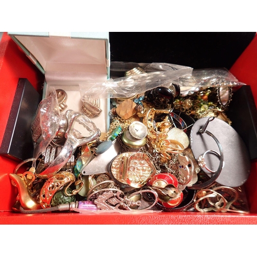 370 - Two jewellery boxes of various costume jewellery including earrings etc.