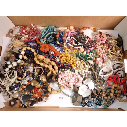 373 - A box of costume beaded necklaces etc.