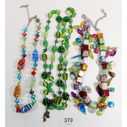 379 - Various Venetian glass bead necklaces